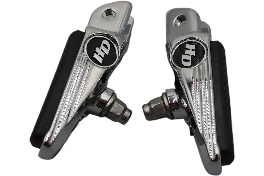 50501008 NEW OEM 2018 AND NEWER HARLEY-DAVIDSON CHROME DEFIANCE RIDER FOOTPEGS