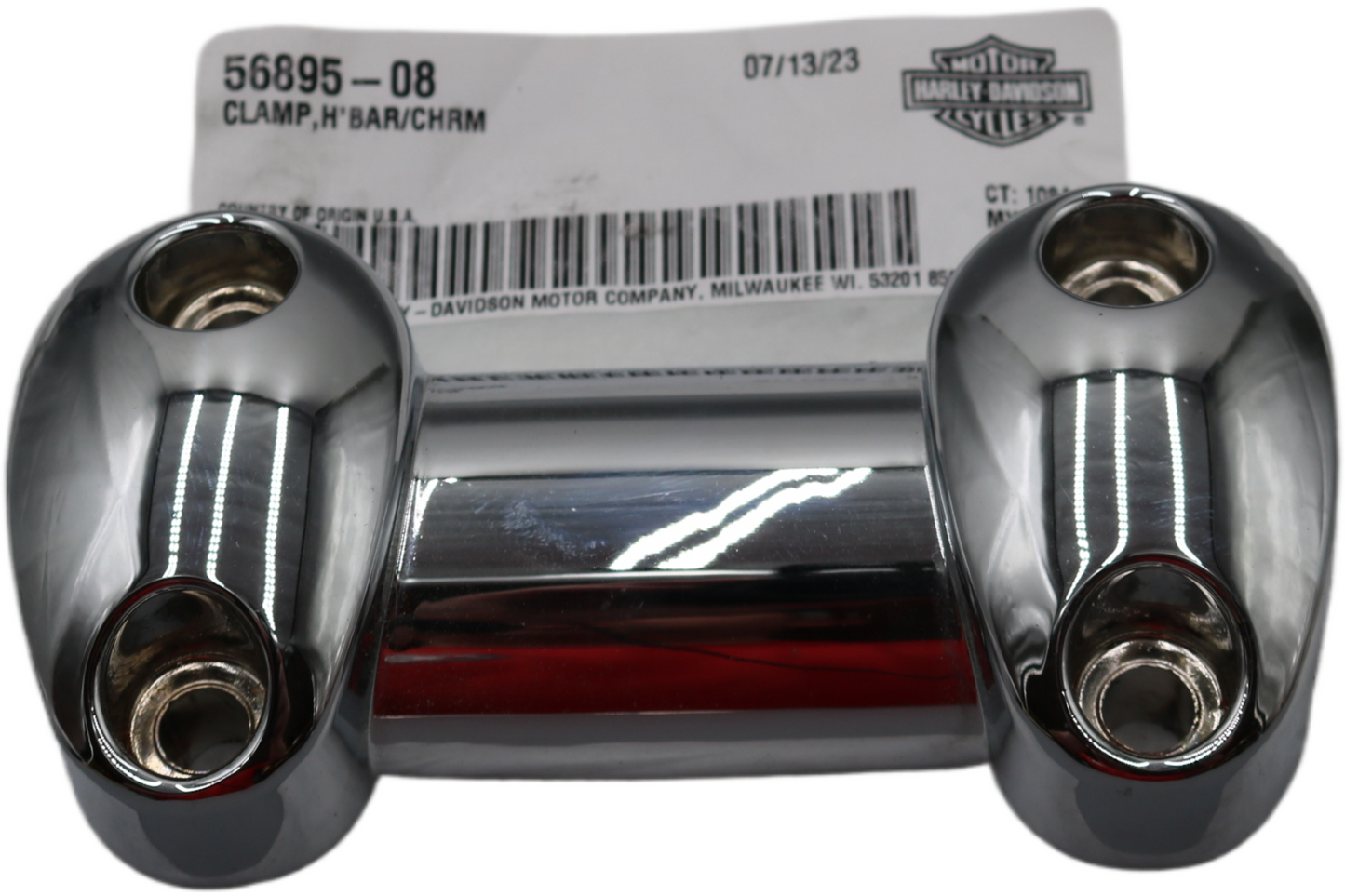 56895-08 NEW OEM 2006-2008 HARLEY-DAVIDSON DYNA CHROME HANDLEBAR CLAMP