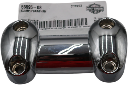 56895-08 NEW OEM 2006-2008 HARLEY-DAVIDSON DYNA CHROME HANDLEBAR CLAMP