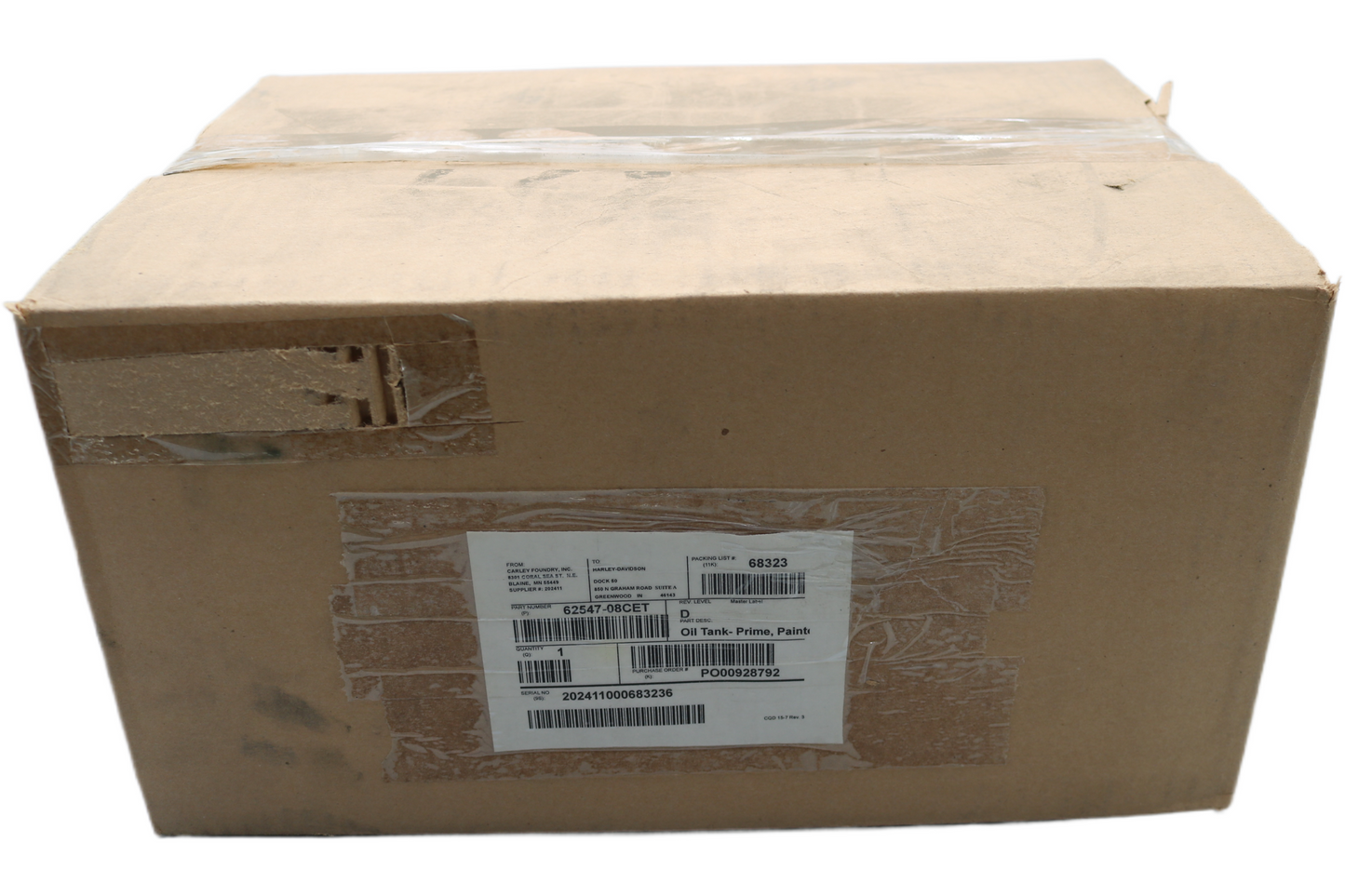 62547-08CET NEW OEM 2008-2011 HARLEY-DAVIDSON FXCW/C ROCKER OIL TANK SATIN STAINLESS