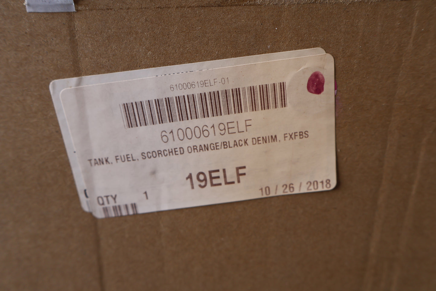 61000619ELF NEW OEM 2019 HARLEY-DAVIDSON FXFBS FATBOB FUEL TANK SCORCHED ORANGE
