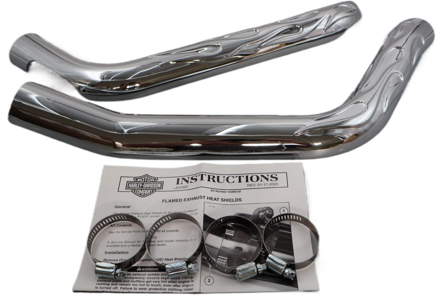 65866-05 NEW OEM 2000-2006 HARLEY-DAVIDSON HERITAGE SOFTAIL FLAMES HEAT SHIELDS