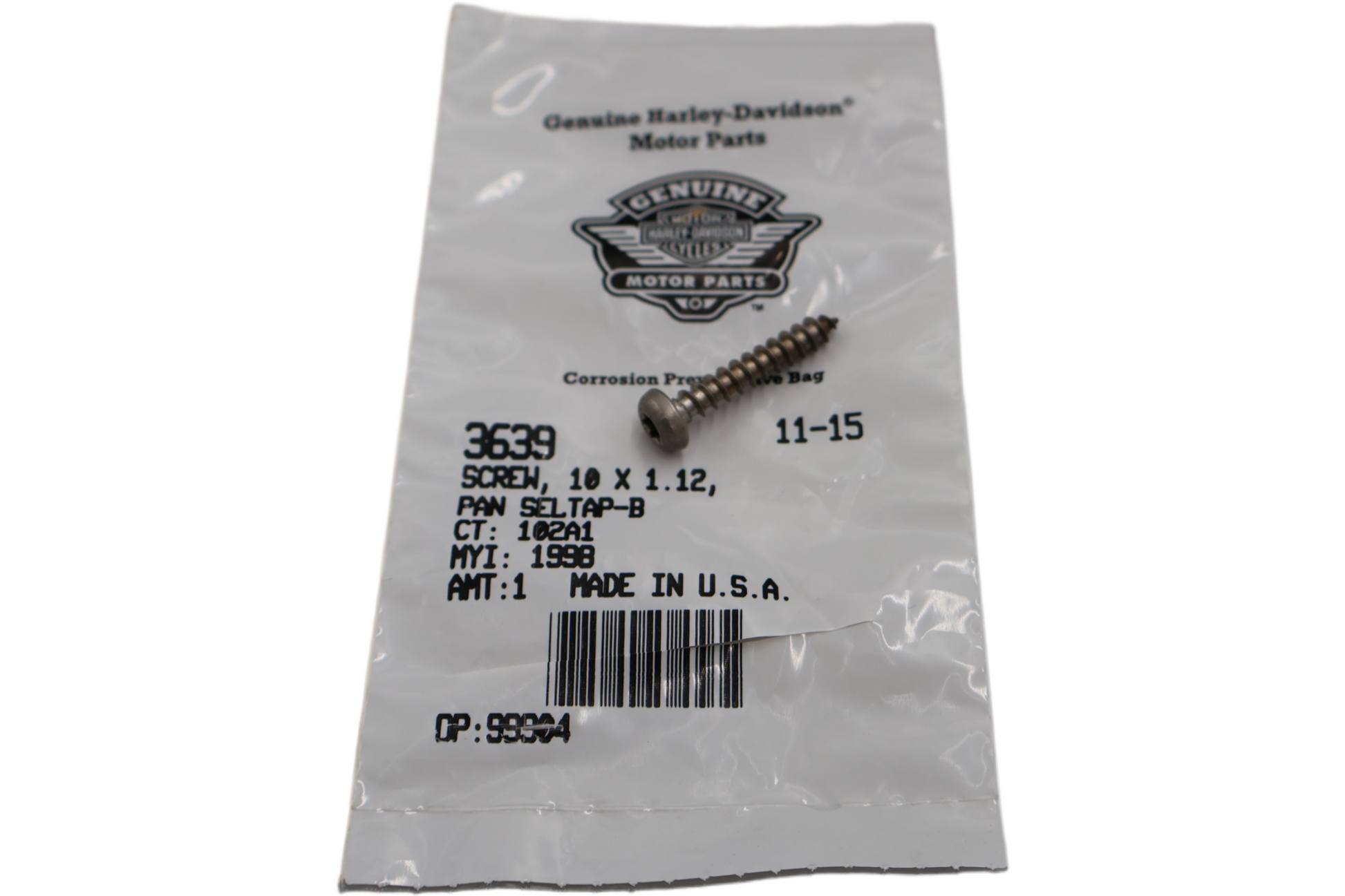 3639 NEW OEM HARLEY-DAVIDSON SELF TAPPING PANHEAD TORX SCREW no.10 x 1-1/8"