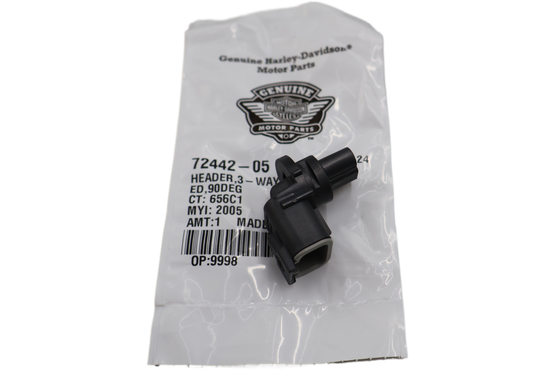72442-05 NEW OEM 2000-2002 HARLEY-DAVIDSON HEADER 3-WAY SHROUDED 90 DEGREES