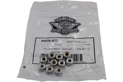 94026-92T NEW OEM HARLEY-DAVIDSON NYLON INSERT LOCK NUT 10-PACK