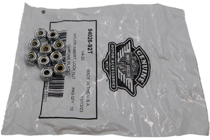 94026-92T NEW OEM HARLEY-DAVIDSON NYLON INSERT LOCK NUT 10-PACK