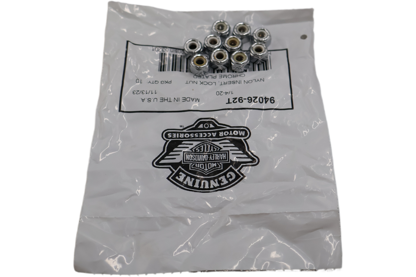 94026-92T NEW OEM HARLEY-DAVIDSON NYLON INSERT LOCK NUT 10-PACK