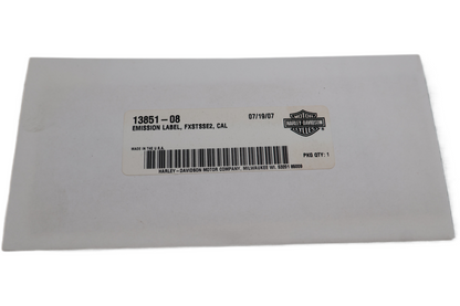 13851-08 NEW OEM 2008 HARLEY-DAVIDSON FXSTSSE2 CVO SPRINGER EMISSIONS LABEL