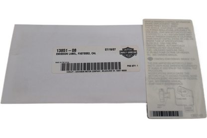 13851-08 NEW OEM 2008 HARLEY-DAVIDSON FXSTSSE2 CVO SPRINGER EMISSIONS LABEL