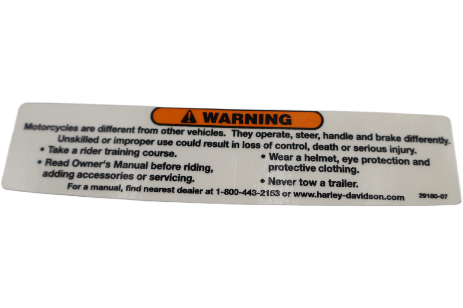 29180-07 NEW OEM 2007-2010 HARLEY-DAVIDSON SOFTAIL & DYNA CVO AIR CLEANER WARNING LABEL
