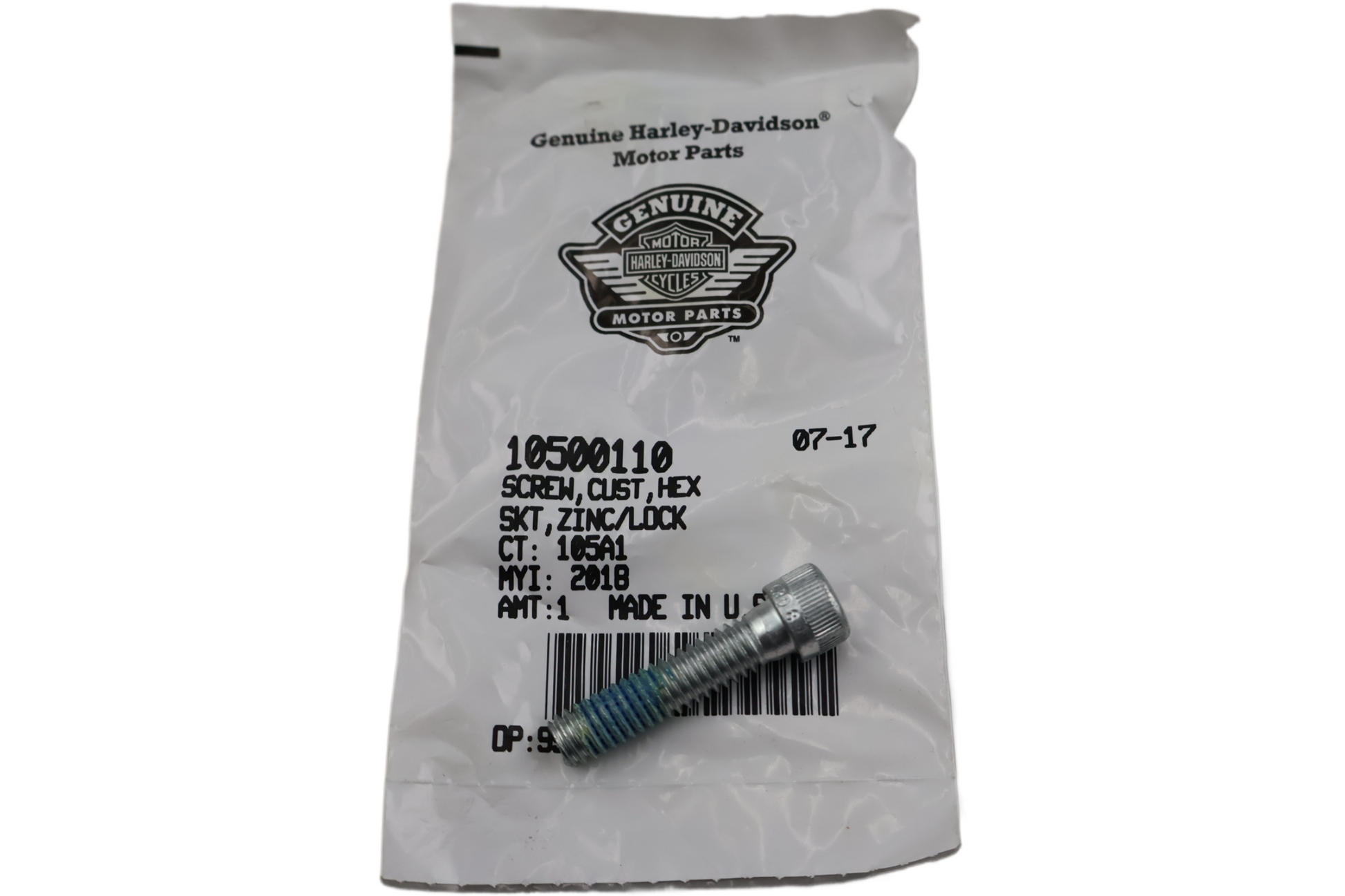 10500110 NEW OEM HARLEY-DAVIDSON CUST HEX SKT ZINC/LOCK SCREW 10500110