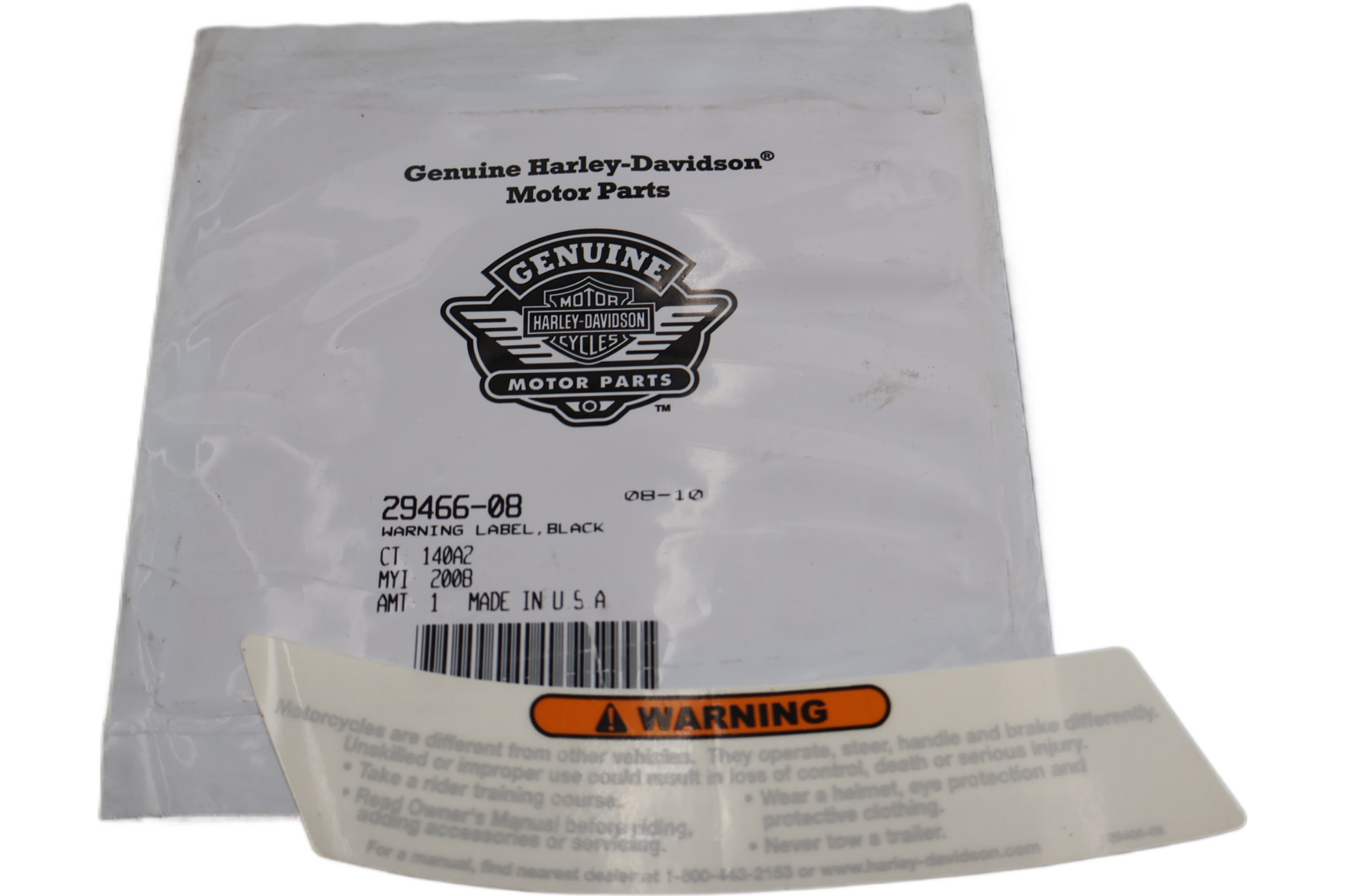 29466-08 NEW OEM 2009-2013 HARLEY-DAVIDSON SPORTSTER AIR CLEANER WARNING LABEL