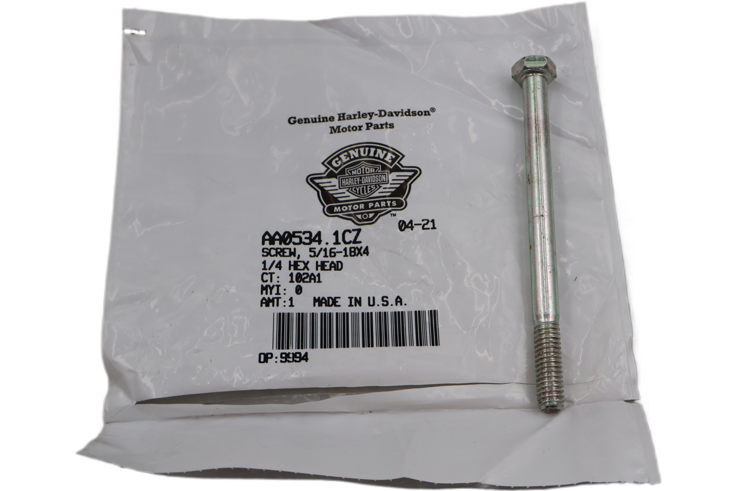 AA0534.1CZ NEW OEM 2000-2002 BUELL S3 SCREW 5/16-18X4-1/4 HEX