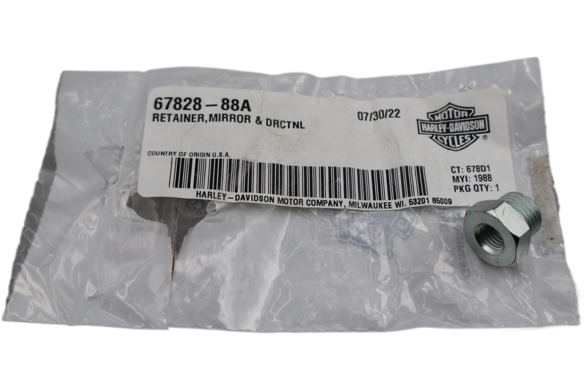 67828-88A NEW OEM 1988-2005 HARLEY-DAVIDSON RETAINER MIRROR & DIRECTIONAL