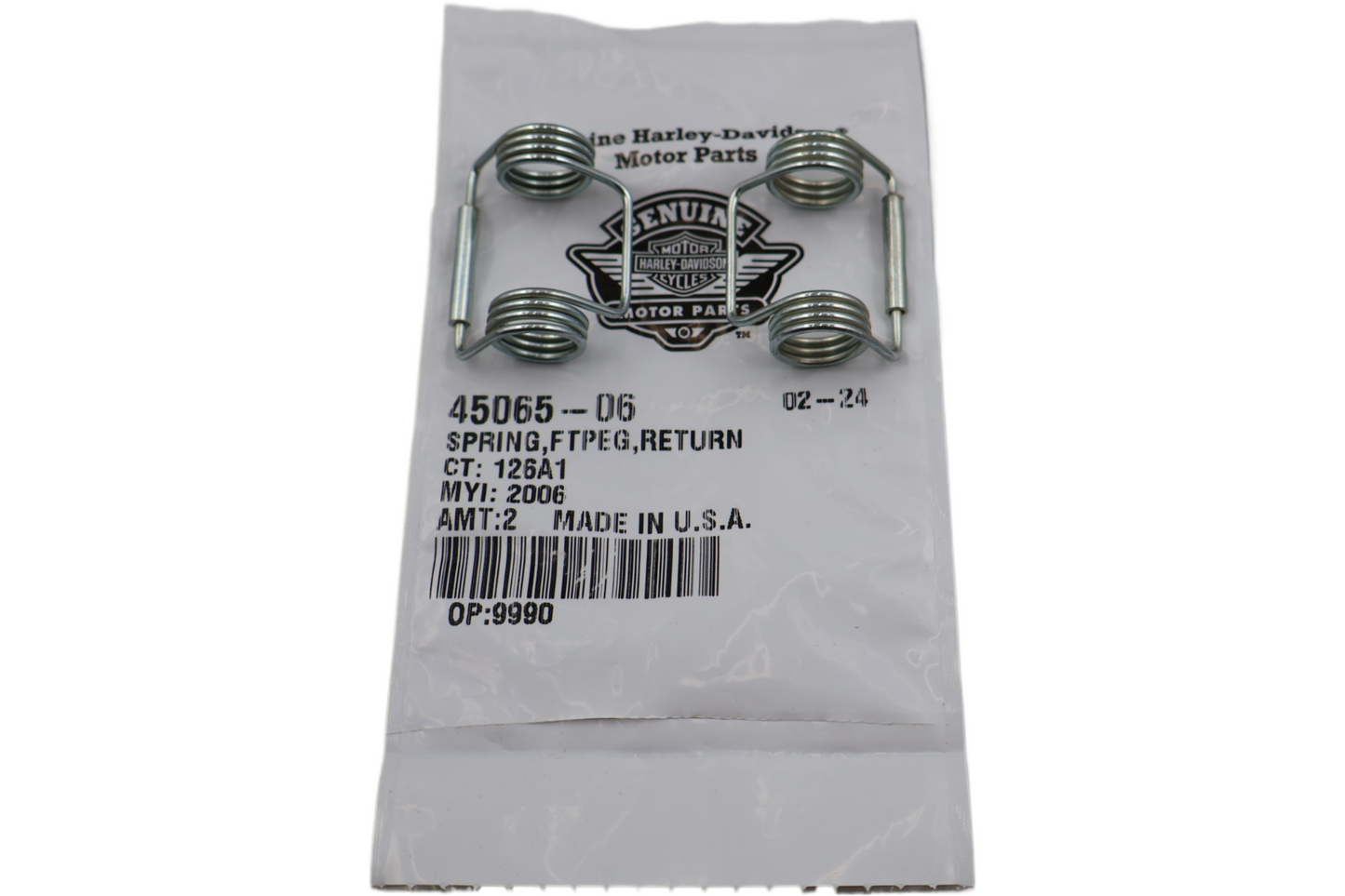 45065-06 NEW OEM 2006-2013 HARLEY-DAVIDSON VROD & SPORTSTER FOOTPEG SPRING 2-PACK