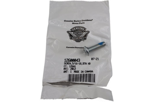12600043 NEW OEM HARLEY-DAVIDSON SCREW 5/16-18 BUTTON HEAD 12600043