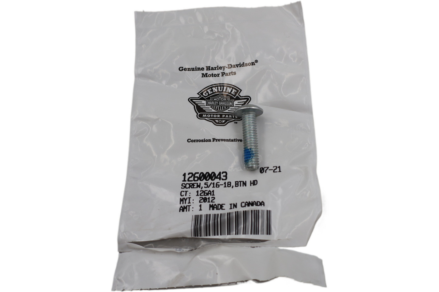 12600043 NEW OEM HARLEY-DAVIDSON SCREW 5/16-18 BUTTON HEAD 12600043
