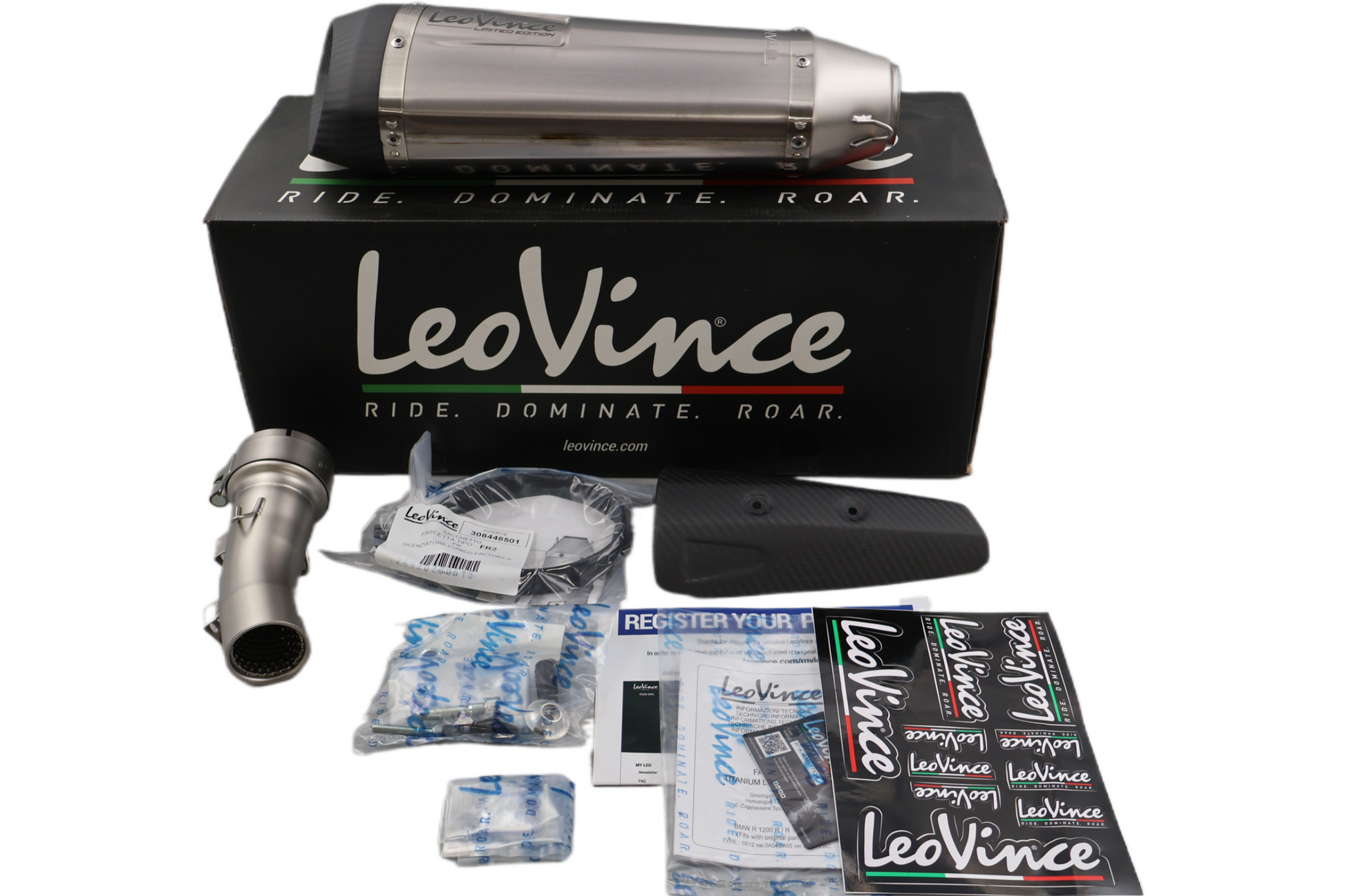 14274ST NEW LEO VINCE FACTORY S TITANIUM MUFFLERS FITS 2017-2018 BMW R1200R/RS