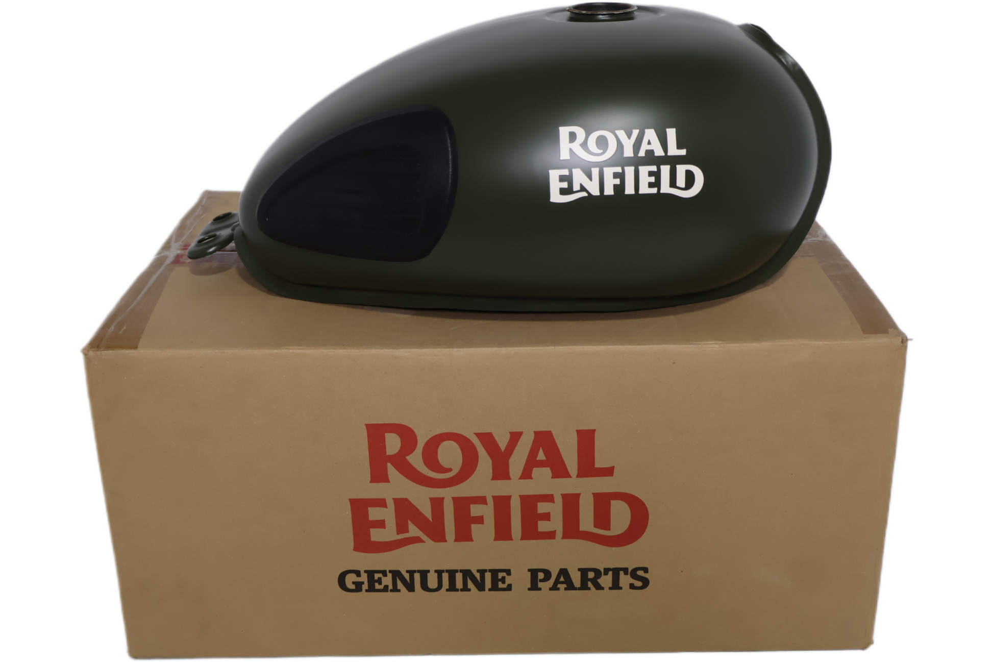 RAK00078 ROYAL ENFIELD FUEL GAS PETROL TANK OLIVE GREEN W/DECALS RAK00078