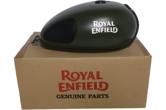 RAK00078 ROYAL ENFIELD FUEL GAS PETROL TANK OLIVE GREEN W/DECALS RAK00078
