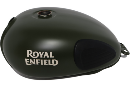 RAK00078 ROYAL ENFIELD FUEL GAS PETROL TANK OLIVE GREEN W/DECALS RAK00078