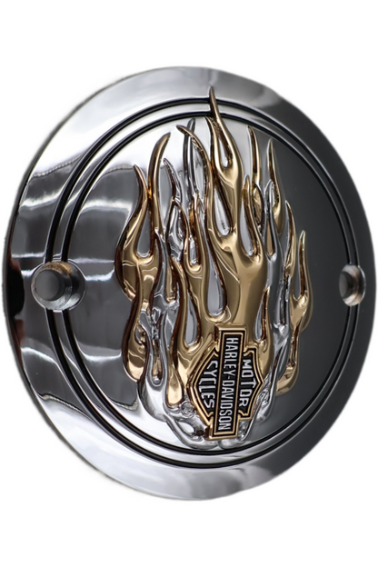 32590-98 NEW OEM 1970-1999 HARLEY-DAVIDSON FLAMES VERTICAL TIMER POINTS COVER