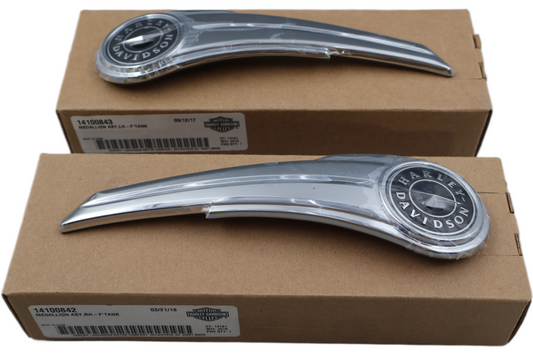 14100843 14100842 NEW OEM 2009-2023 HARLEY-DAVIDSON TOURING CVO TANK MEDALLIONS BADGES