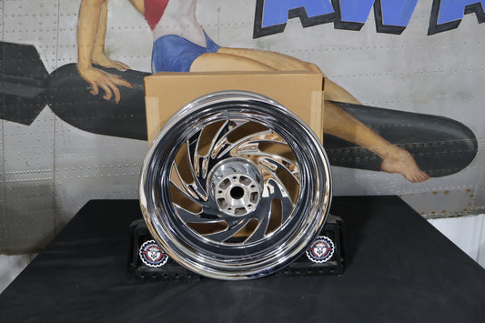 40884-08 NEW OEM 2008-2017 HARLEY-DAVIDSON SOFTAIL FX CHROME TYPHOON REAR WHEEL