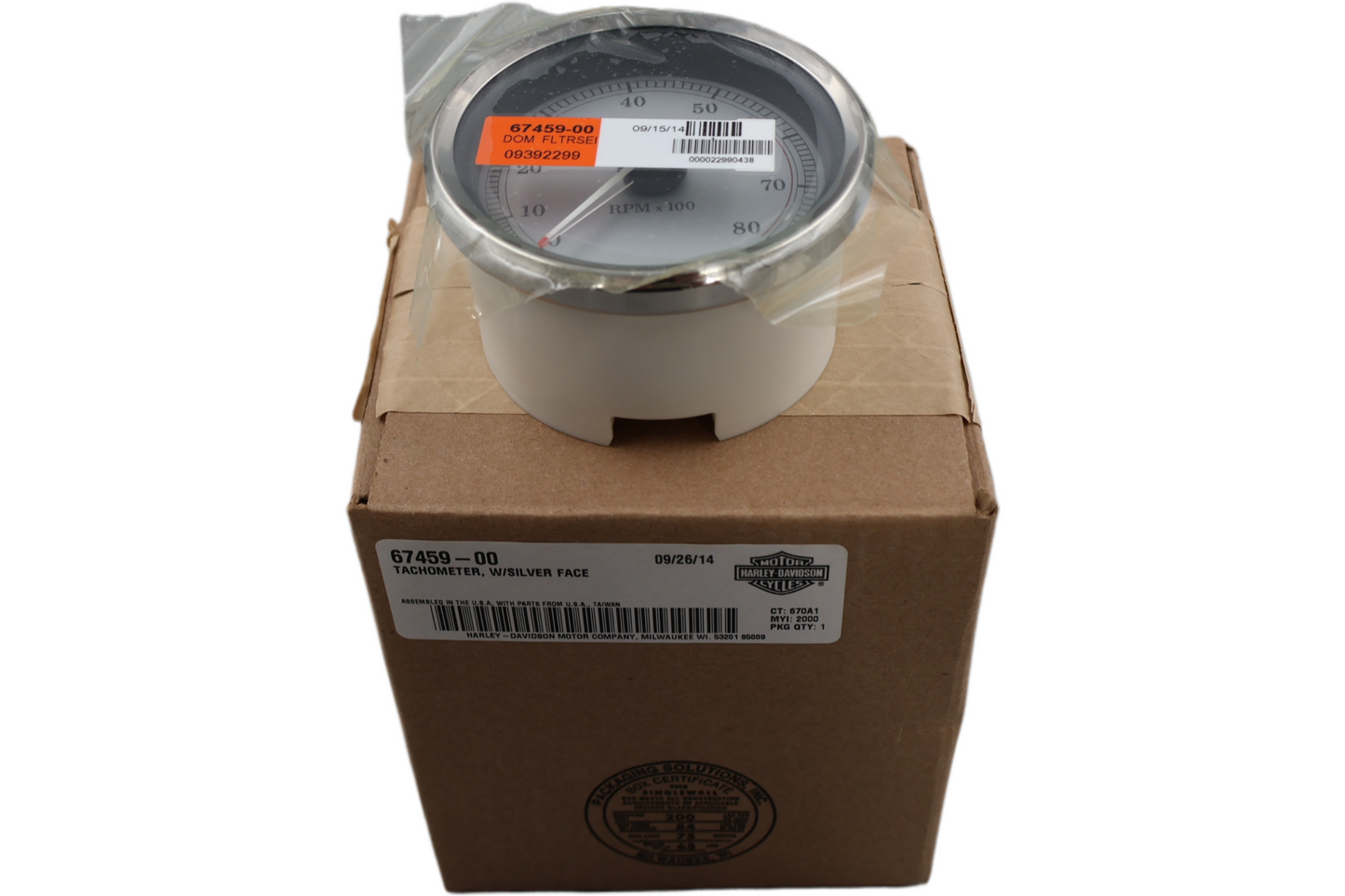 67459-00 NEW OEM 2000-2001 HARLEY-DAVIDSON FLTRSEI/2 CVO ROADGLIDE SILVER FACE TACHOMETER