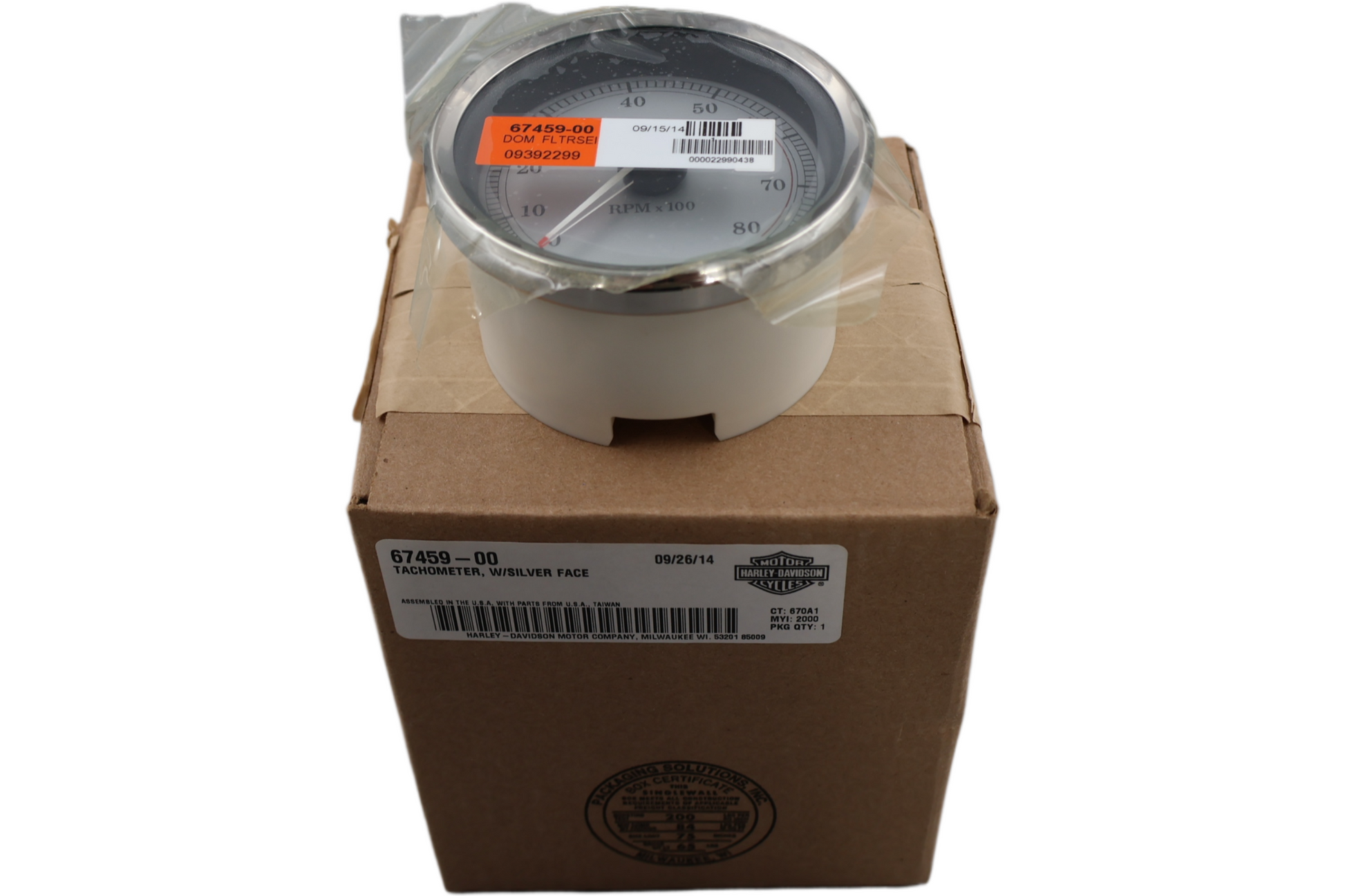 67459-00 NEW OEM 2000-2001 HARLEY-DAVIDSON FLTRSEI/2 CVO ROADGLIDE SILVER FACE TACHOMETER
