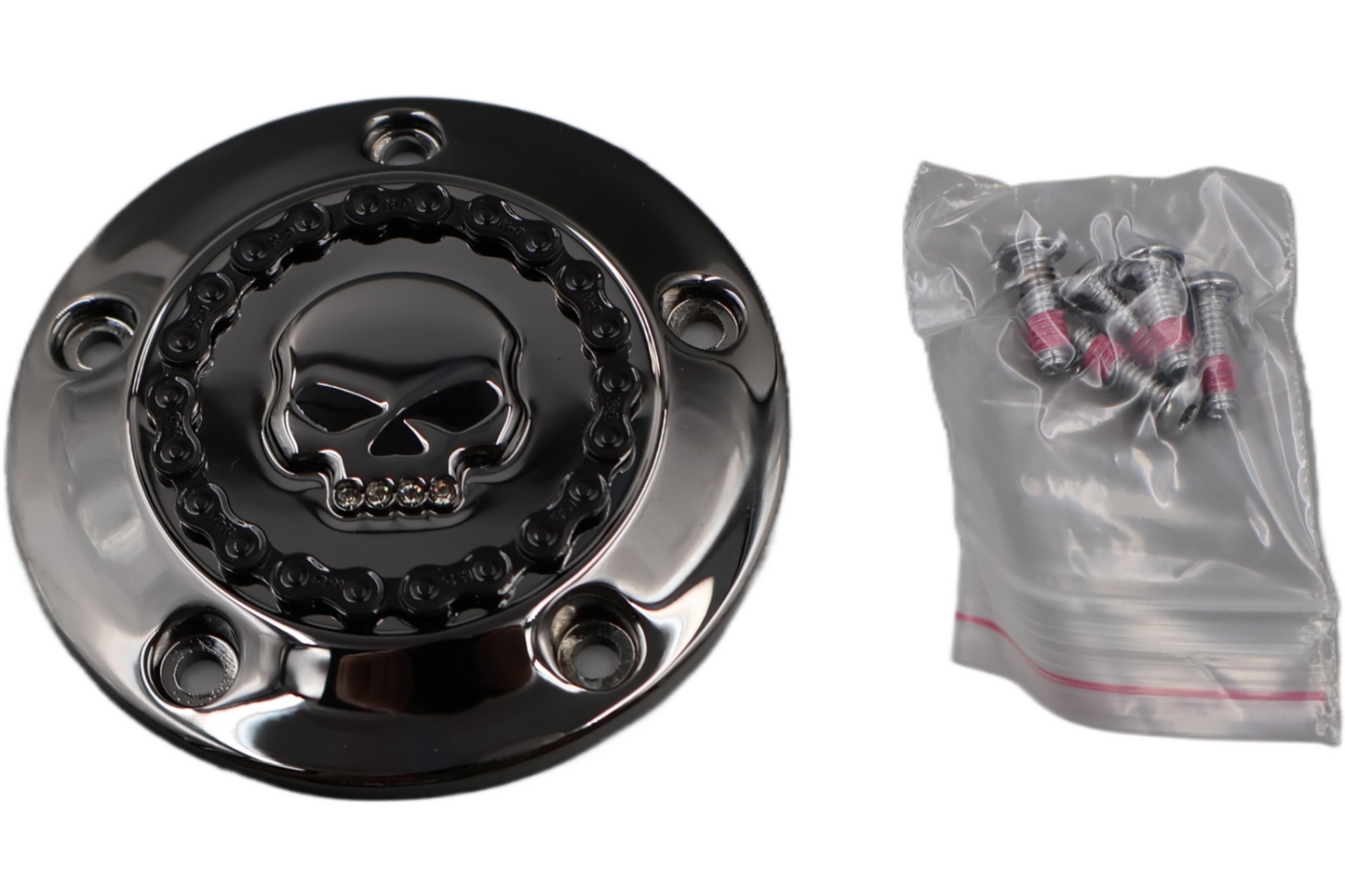 25600008 NEW OEM 1999-2017 HARLEY-DAVIDSON SKULL & CHAIN TIMER POINTS COVER