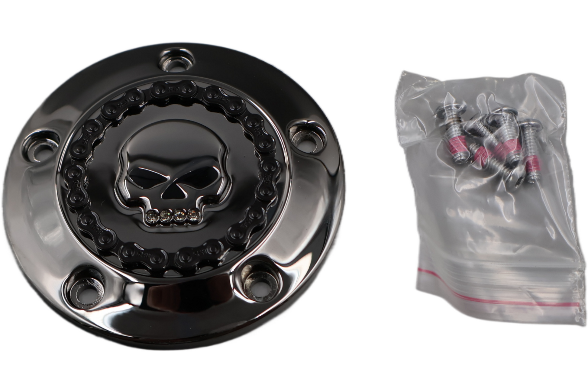 25600008 NEW OEM 1999-2017 HARLEY-DAVIDSON SKULL & CHAIN TIMER POINTS COVER