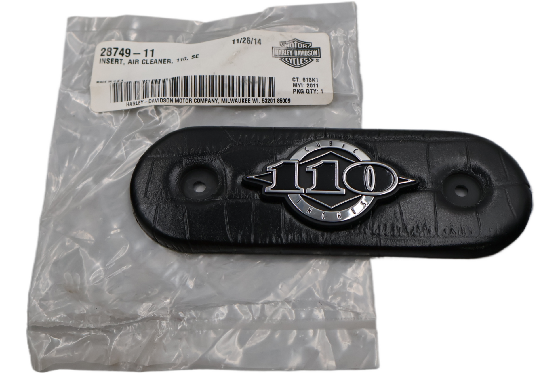 28749-11 NEW OEM 2011 HARLEY-DAVIDSON FLSTSE2 CVO SOFTAIL CONVERTIBLE AIR CLEANER INSERT