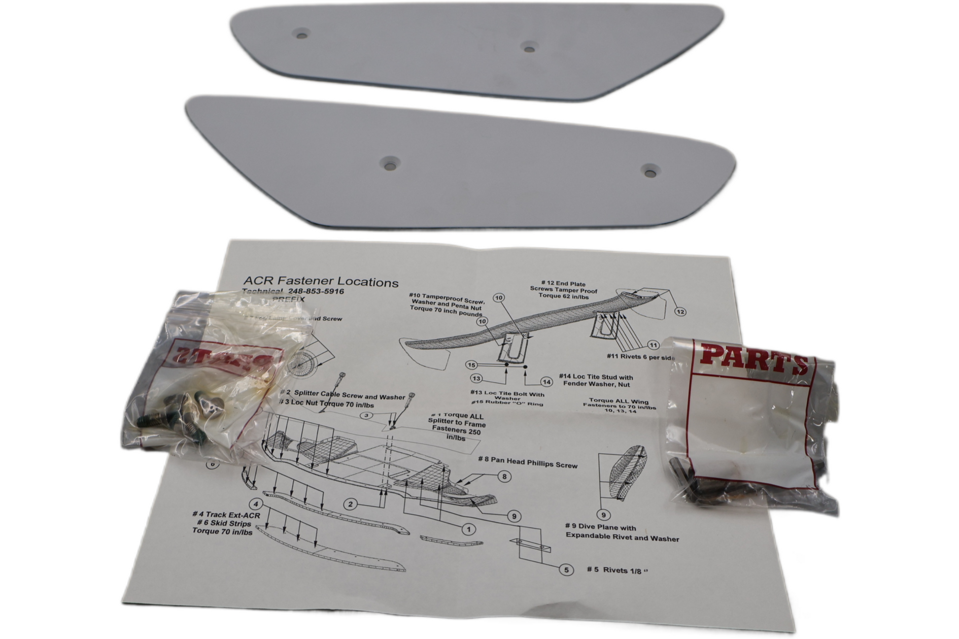 68050026AA NEW OEM 2008-2010 DODGE VIPER SRT-10 TAIL GATE WING END PLATE KIT