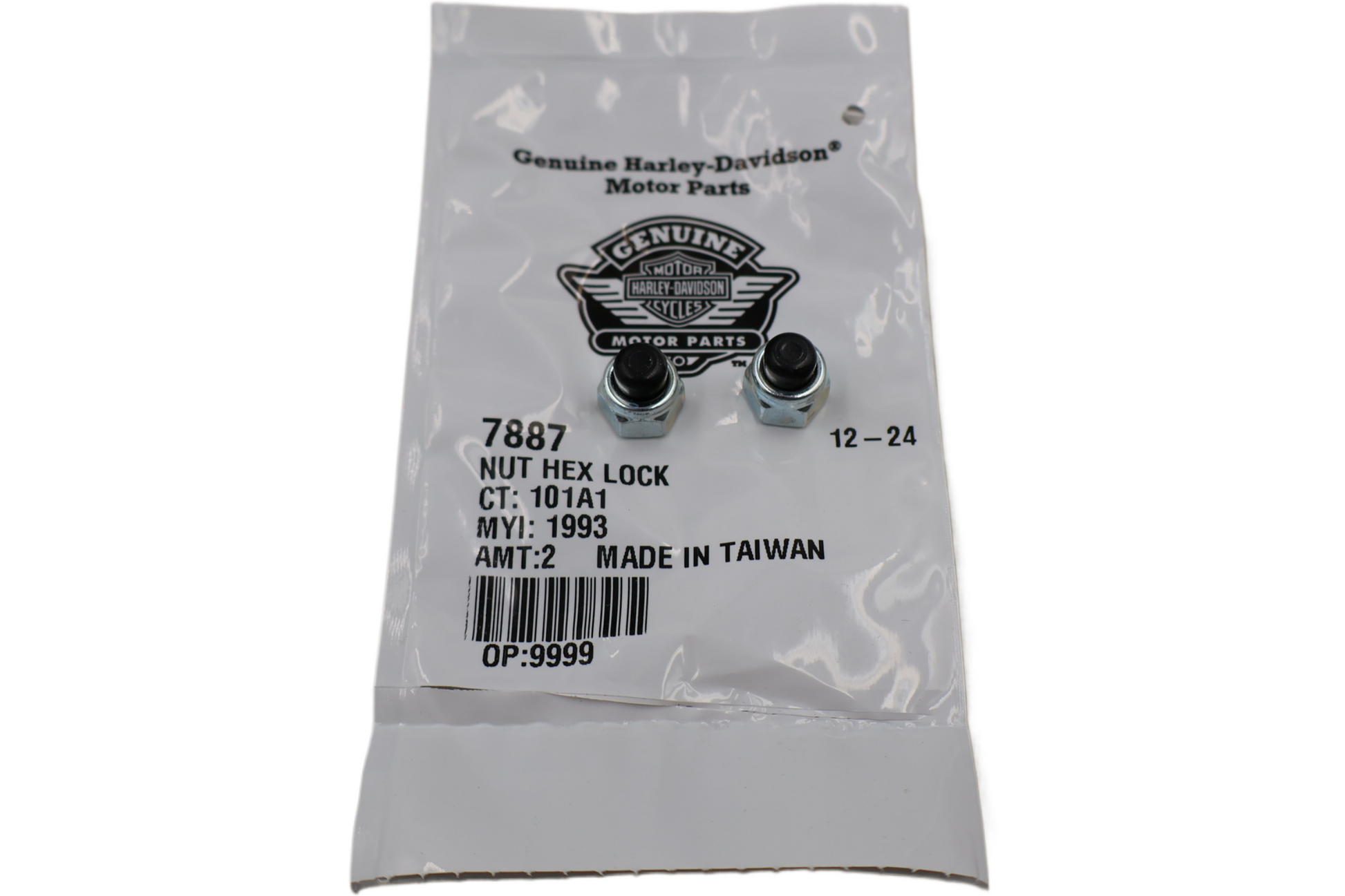 7887 NEW OEM HARLEY-DAVIDSON HEX NYLON CAP NUT 2-PACK 1/4"-20 X 7/16"