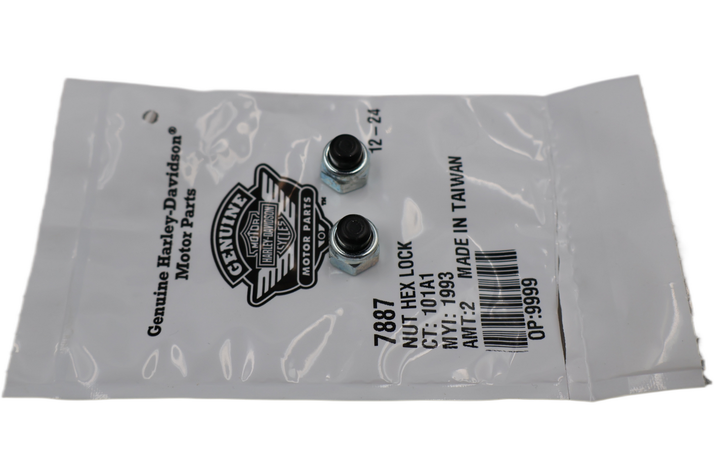 7887 NEW OEM HARLEY-DAVIDSON HEX NYLON CAP NUT 2-PACK 1/4"-20 X 7/16"