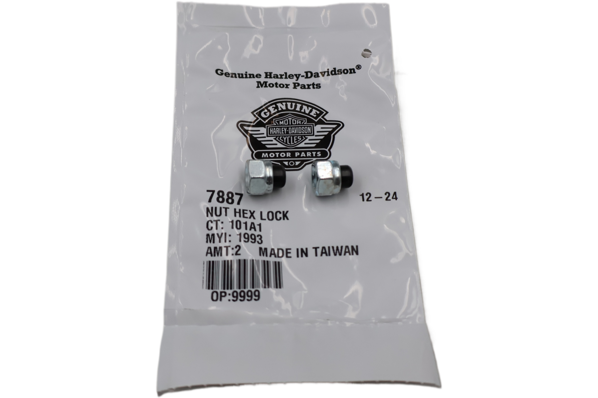 7887 NEW OEM HARLEY-DAVIDSON HEX NYLON CAP NUT 2-PACK 1/4"-20 X 7/16"