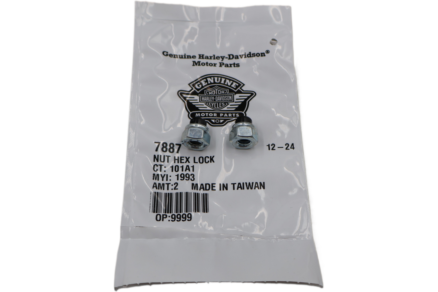 7887 NEW OEM HARLEY-DAVIDSON HEX NYLON CAP NUT 2-PACK 1/4"-20 X 7/16"