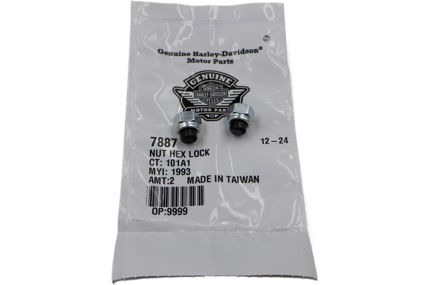 7887 NEW OEM HARLEY-DAVIDSON HEX NYLON CAP NUT 2-PACK 1/4"-20 X 7/16"