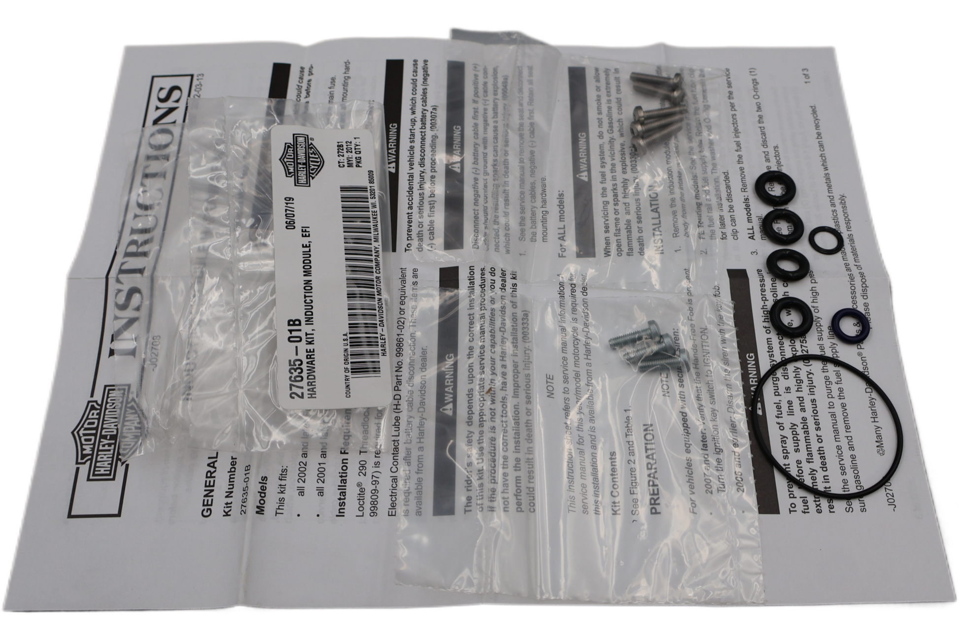 27635-01B NEW OEM 2001-2005 HARLEY-DAVIDSON INDUCTION MODULE HARDWARE KIT SOFTAIL DYNA TOURING