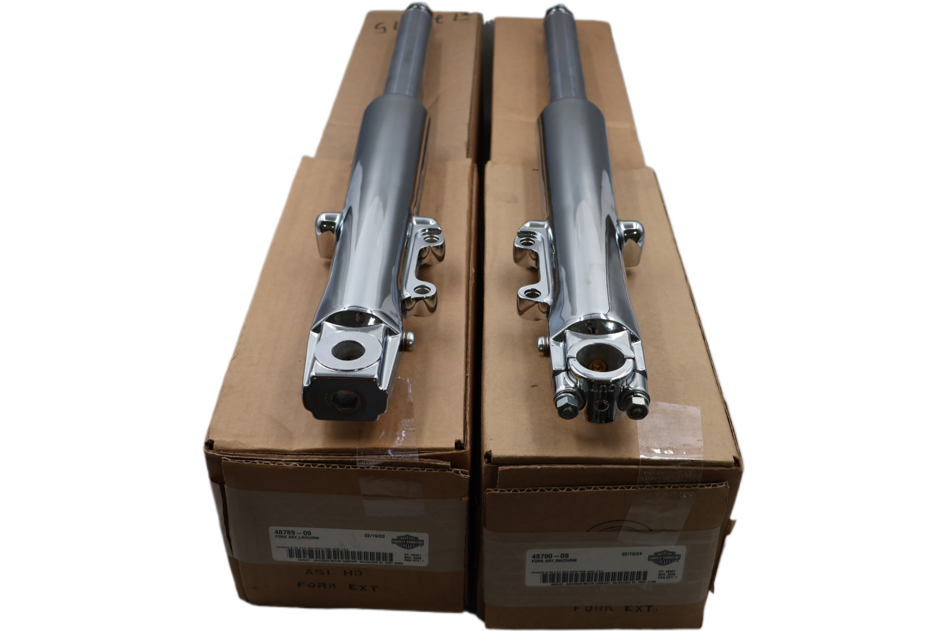 48789-09 48790-09 NEW OEM 2009-2013 HARLEY-DAVIDSON TOURING CVO CHROME FRONT END FORKS