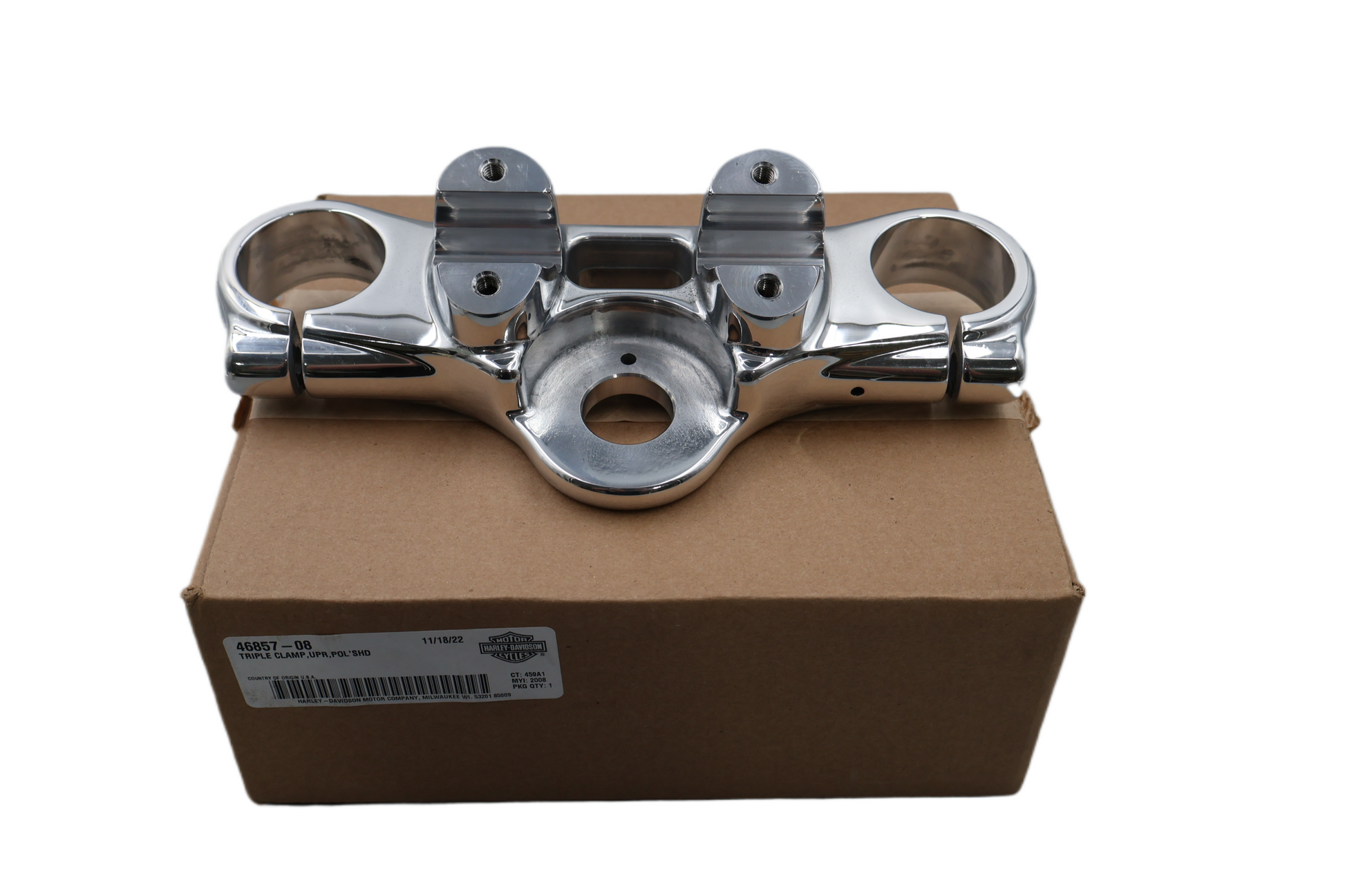46857-08 NEW OEM 2008-2012 HARLEY-DAVIDSON FXDB DYNA STREET BOB UPPER TRIPLE CLAMP