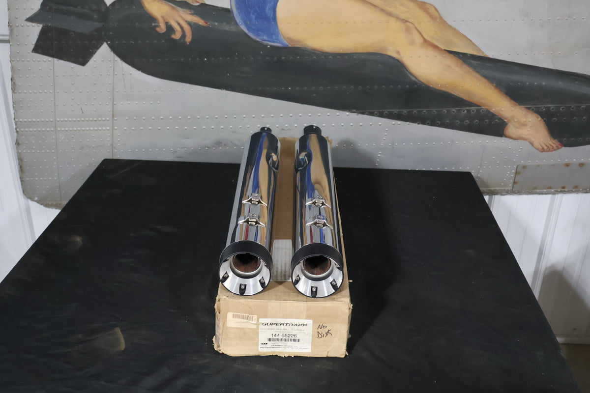144-65226 NEW SUPERTRAPP 4" STOUT MUFFLERS FITS 2017-2025 HARLEY-DAVIDSON TOURIN
