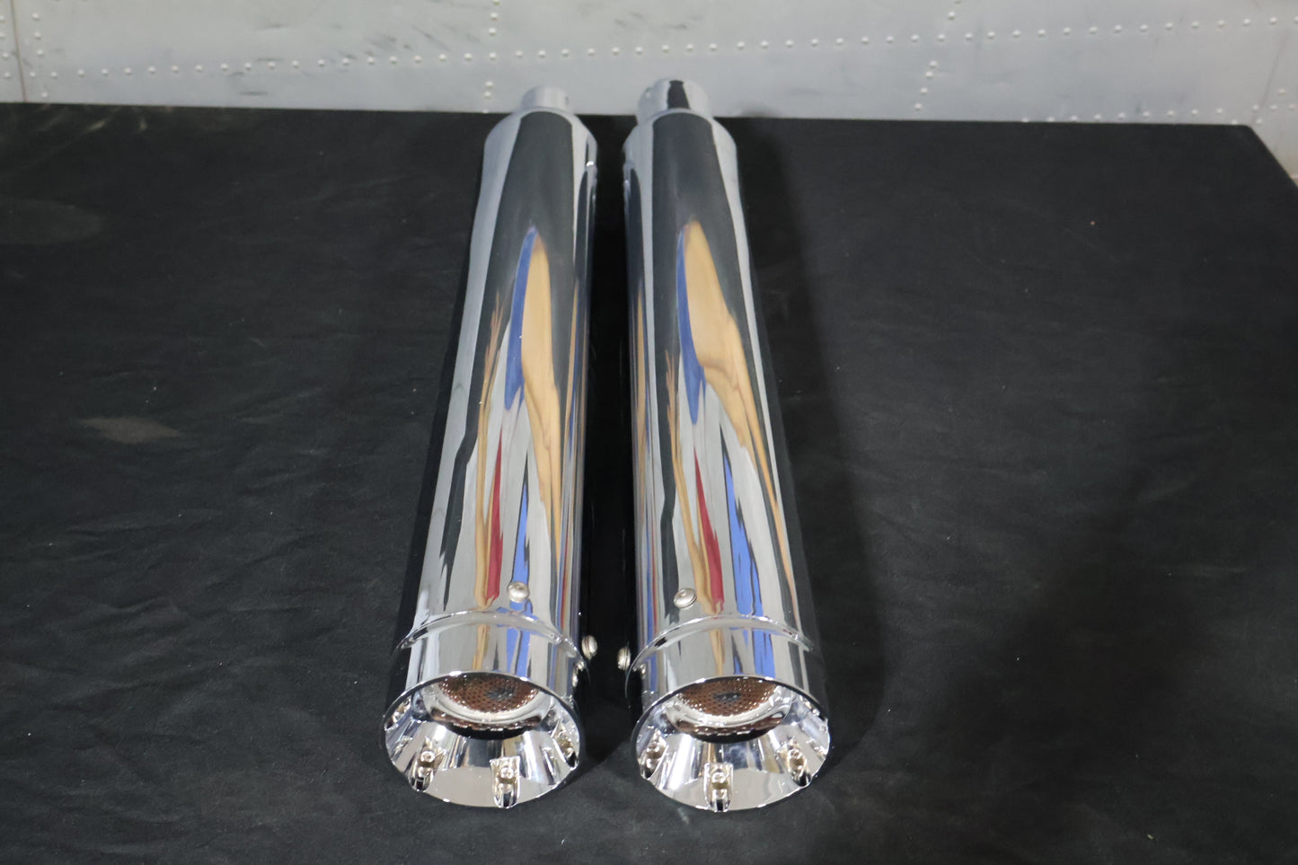 140-65226 NEW SUPERTRAPP 4" STOUT CHROME MUFFLERS FITS 2017-2025 HARLEY TOURING