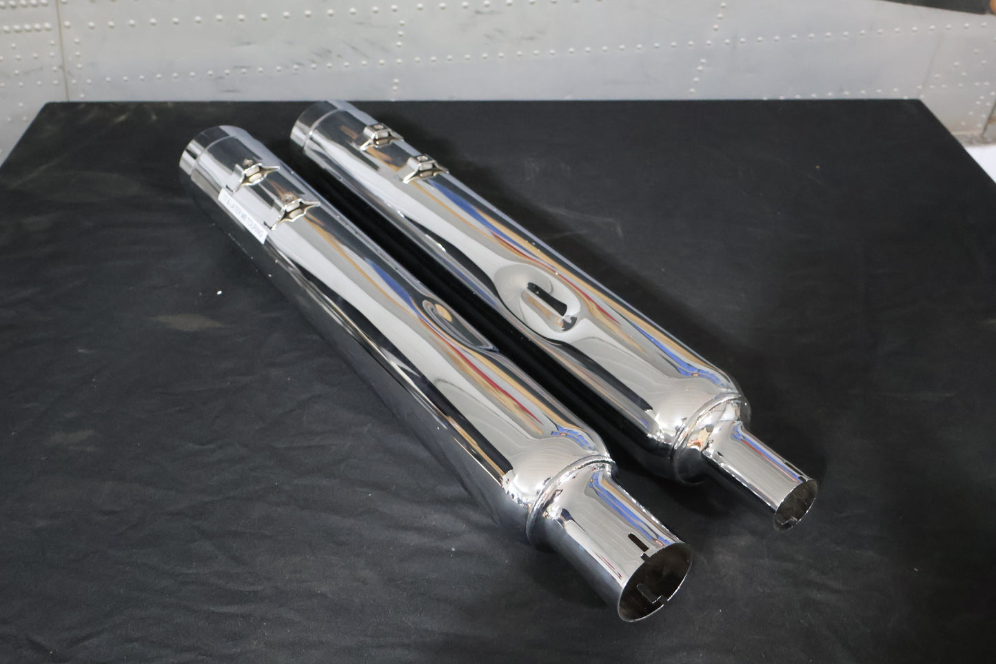 140-65226 NEW SUPERTRAPP 4" STOUT CHROME MUFFLERS FITS 2017-2025 HARLEY TOURING