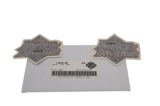 14446-95 NEW OEM HARLEY-DAVIDSON SPORTSTER DYNA TOURING SOFTAIL GAS TANK DECALS PAIR