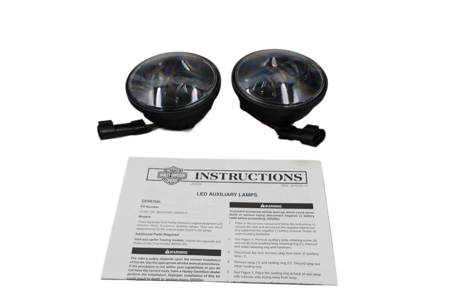 2000-2016 HARLEY DAYMAKER 4" LED AUXILIARY LAMPS BLACK PAIR | NEW OEM #68000008A