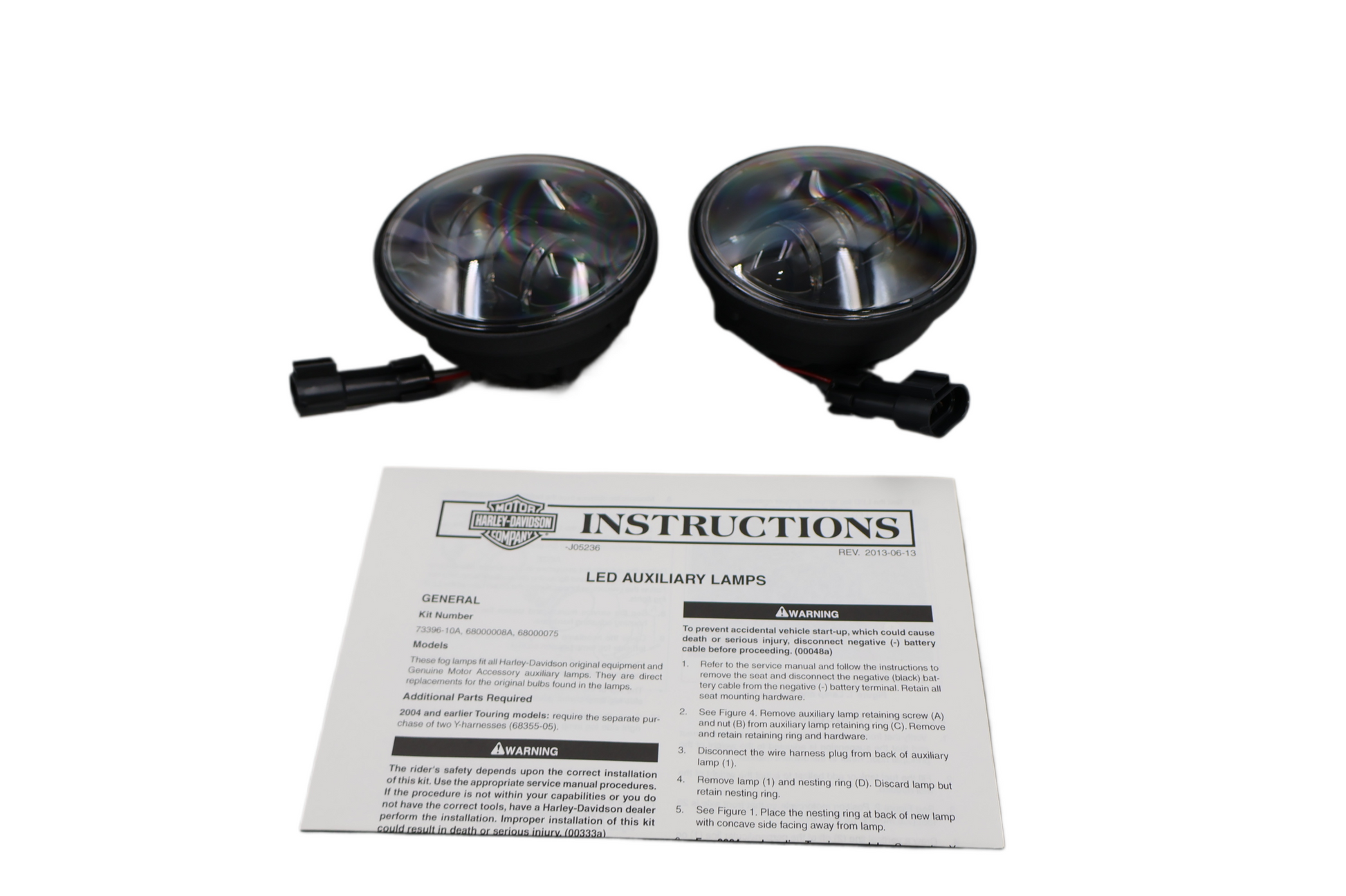 2000-2016 HARLEY DAYMAKER 4" LED AUXILIARY LAMPS BLACK PAIR | NEW OEM #68000008A