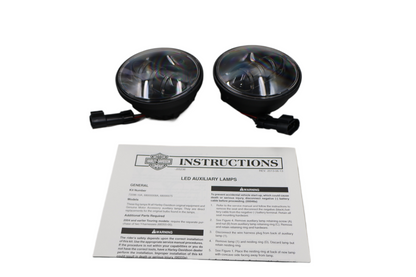 2000-2016 HARLEY DAYMAKER 4" LED AUXILIARY LAMPS BLACK PAIR | NEW OEM #68000008A