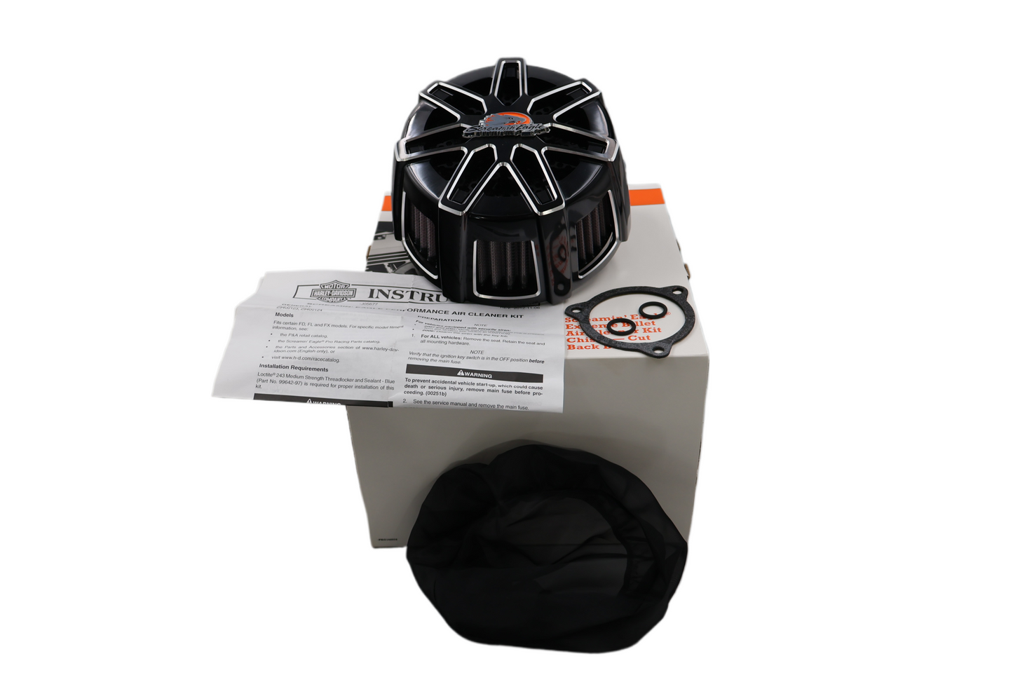 HARLEY SCREAMIN EAGLE EXTREME BILLET CHISEL CUT AIR CLEANER BLACK OEM 29400123